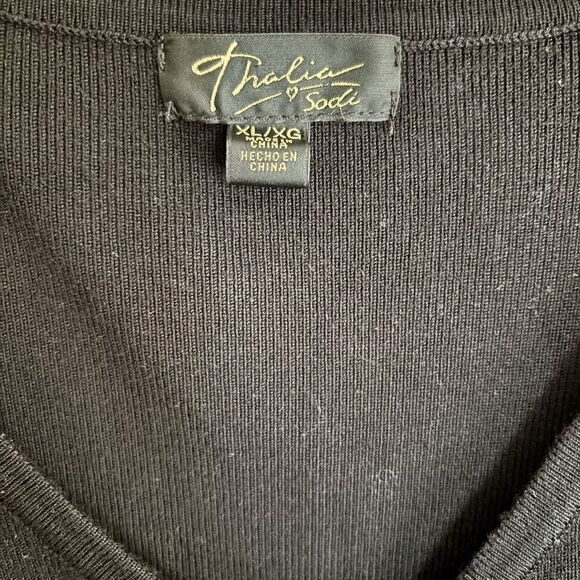 Thalia Sodi Cardigan Womens XL Black Zipper Accent Stretch Long Sleeve Sweater - Picture 6 of 8